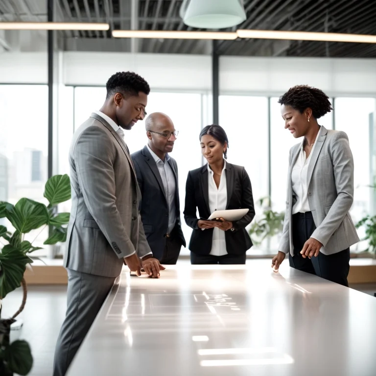 Group of professionals collaborating in an inclusive workshop